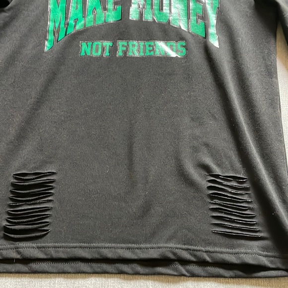 Women’s “Make Money Not Friends” Distressed Hoodie - Picture 4 of 4